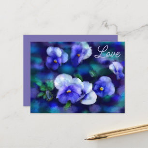 Blue Pansies Pansy Flower Floral Flowers Love Postcard