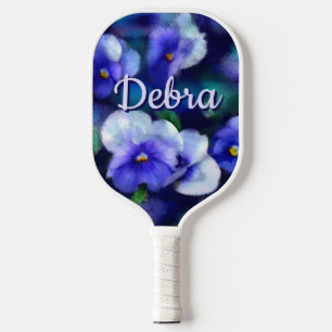 Blue Pansies Pansy Flower Floral Personalised Pickleball Paddle