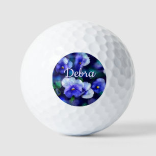 Blue Pansies Pansy Flower Floral Personalized Golf Balls