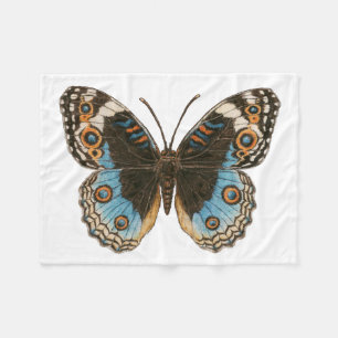 Blue Pansy Butterfly Fleece Blanket