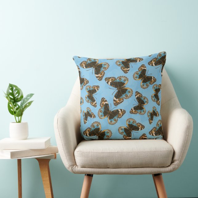 Blue Pansy Butterfly pattern Cushion (Chair)