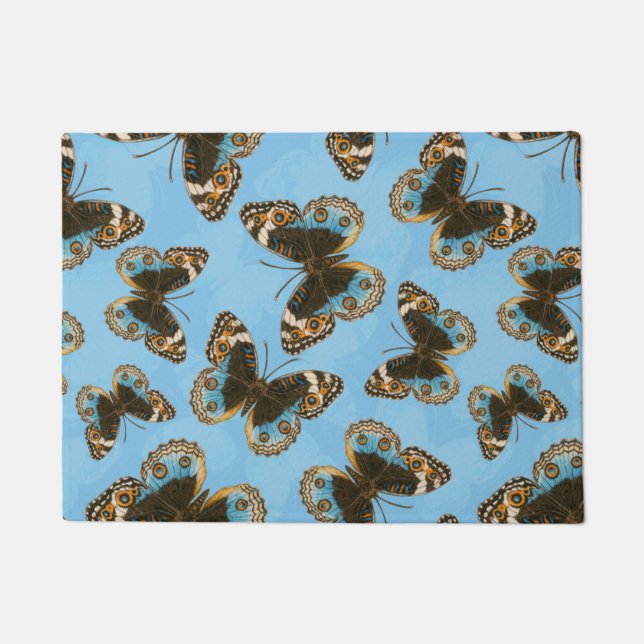 Blue Pansy Butterfly pattern Doormat (Front)