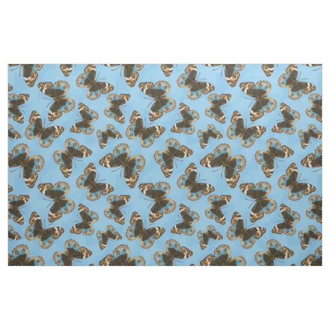 Blue Pansy Butterfly pattern Fabric (Fat Quarter)