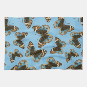 Blue Pansy Butterfly pattern Tea Towel