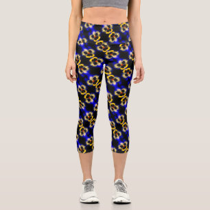 Blue Pansy Flower Abstract Pattern  Capri Leggings