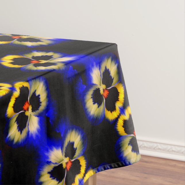 Blue Pansy Flower Abstract Pattern Tablecloth (In Situ)