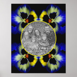 Blue Pansy Flower Frame Create Your Own Photo Poster