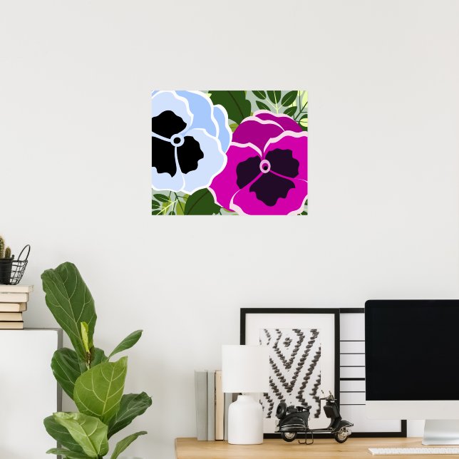 Blue Pansy Flower Poster (Home Office)
