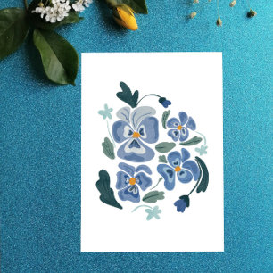 Blue Pansy Flowers Aesthetic Pansies Holiday Postcard