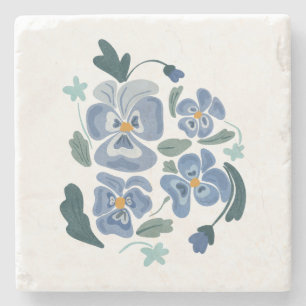 Blue Pansy Flowers Aesthetic Pansies Stone Coaster