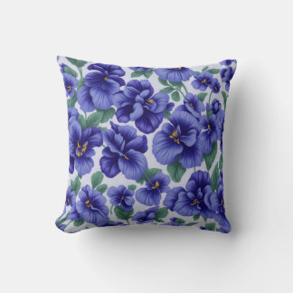 Blue Pansy Flowers  Cushion