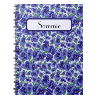 Blue Pansy Flowers Personalized Notebook