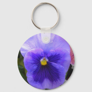 blue pansy key ring