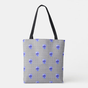 Blue Pansy on Grey Tote Bag