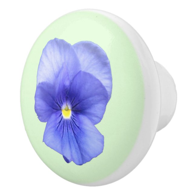 Blue Pansy on Mint - Drawer Pull (Right)