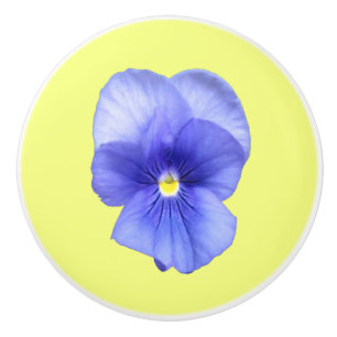 Blue Pansy on Yellow - Drawer Pull