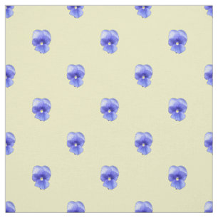 Blue Pansy on Yellow - Fabric