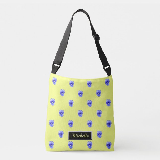 Blue Pansy Personalised Tote (Front)