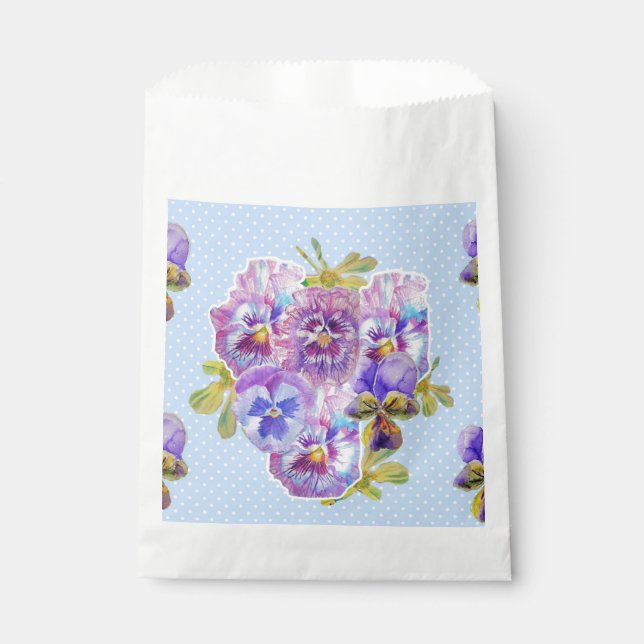 Blue Pansy spot Flowers floral Party Favor Bags (Front)