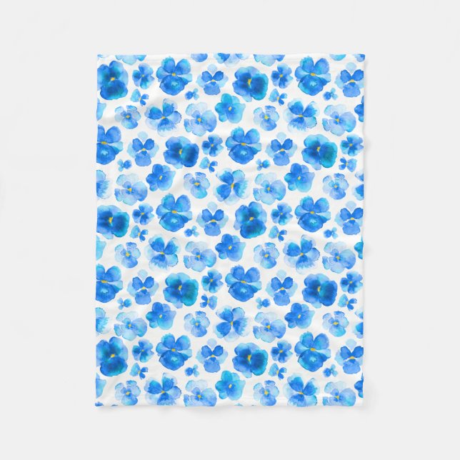 Blue pansy watercolor art blanket (Front)