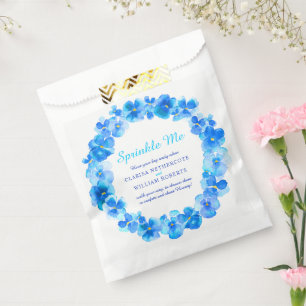 Blue pansy watercolor wedding spinkle me confetti favour bags