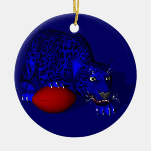 Blue Panther Ceramic Tree Decoration (Front)