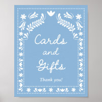 Blue Papel Picado Cards and Gifts Sign 