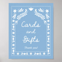 Blue Papel Picado Cards and Gifts Sign