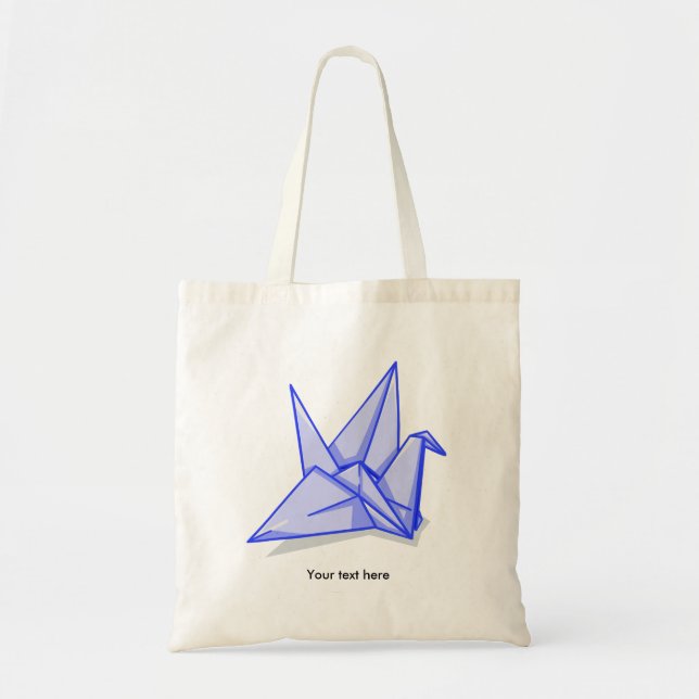 Blue Paper Crane Tote Bag (Front)