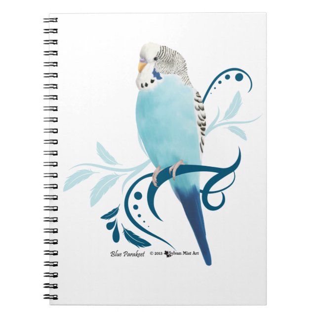 Blue Parakeet Spiral Notebook (Front)