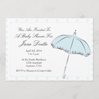 Blue Parasol Shower Invitation