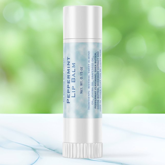 Blue parchment paper style lip balm tube label (Creator Uploaded)
