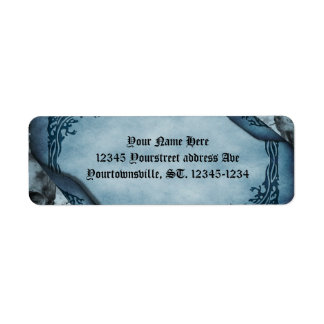 Blue Parchment Scroll Gothic Return Address 
