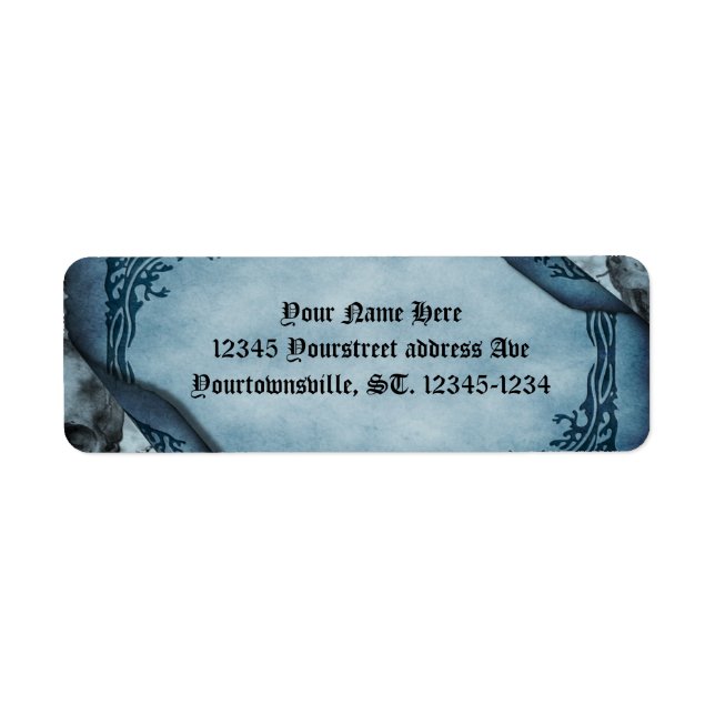 Blue Parchment Scroll Gothic Return Address  (Front)