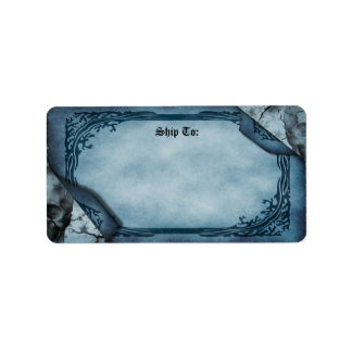 Blue Parchment Scroll Gothic Shipping Label