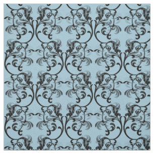 Blue Parisian Damask Pattern Fabric