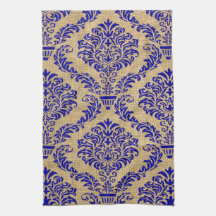 Blue Parisian Moods Damask Tea Towel