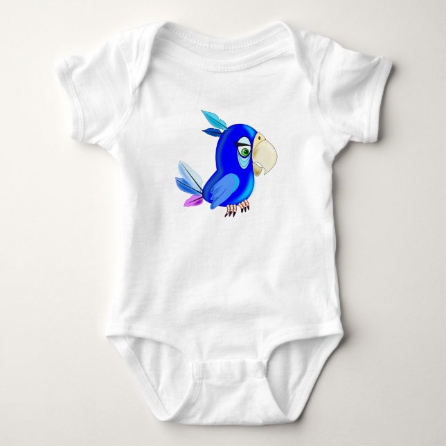 Blue Parrot Baby Bodysuit (Front)