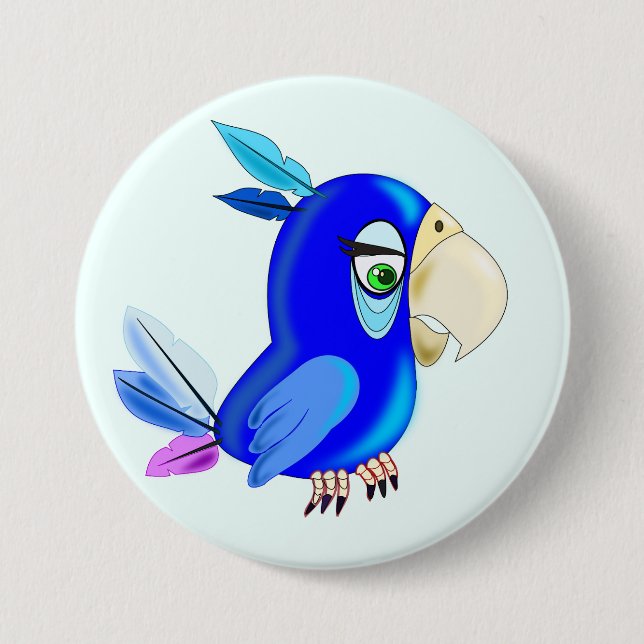 Blue Parrot Button (Front)