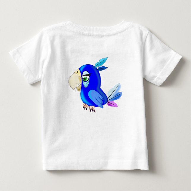 Blue Parrot Funny Baby T-Shirt (Back)