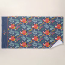 Blue Parrot Land Tropical Pattern Monogram