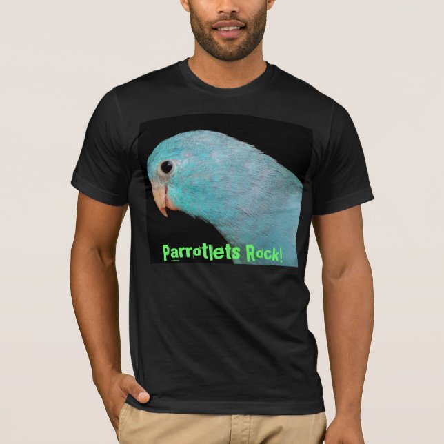 Blue Parrotlets rock basic black mens t-shirt (Front)