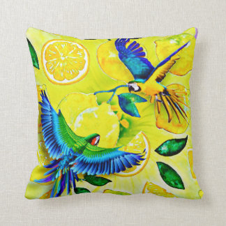 blue parrots cushion