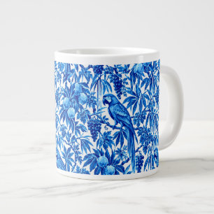 Blue Parrots in a Tropical Garden Large Coffee Mug