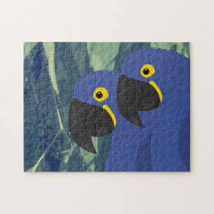 Blue Parrots Puzzle, 11" x 14", 252 pieces Jigsaw Puzzle