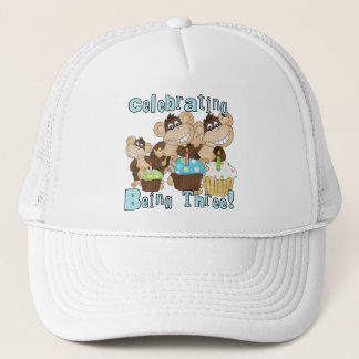 Blue Party Monkeys 3rd Birthday T-shirts and Gifts Trucker Hat
