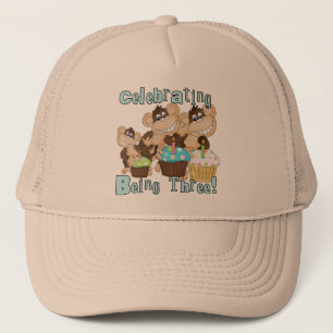 Blue Party Monkeys 3rd Birthday T-shirts and Gifts Trucker Hat