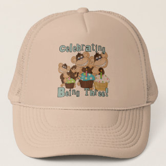 Blue Party Monkeys 3rd Birthday T-shirts and Gifts Trucker Hat