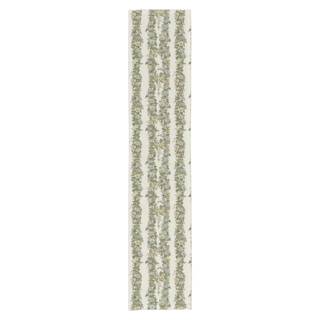 Blue Passion Flower Column Stripe Short Table Runner (Front)