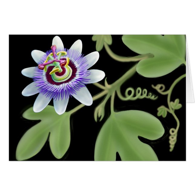 Blue Passion Flower Vine Card (Front Horizontal)